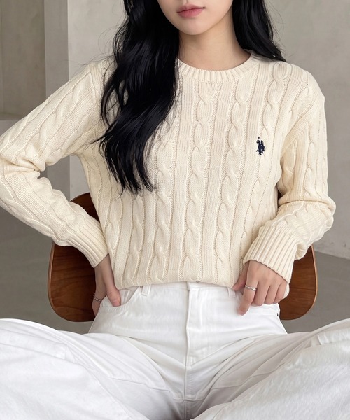 U.S. POLO ASSN.(ユーエスポロアッスン)の「【U.S. POLO ASSN.】25AW新色追加 ロイヤルバルキーケーブルニット メンズ、ウィメンズで着れるサイズ展開!(ニット/セーター・レディース・ネイビー/ホワイト/レッド/グリーン/グレー/ブラック/ベージュ/ワイン・S/M/L/XL)」の20枚目の写真