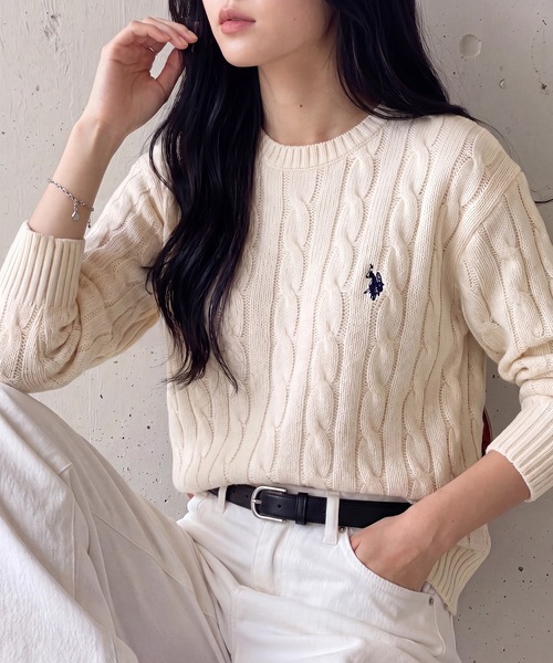 U.S. POLO ASSN.(ユーエスポロアッスン)の「【U.S. POLO ASSN.】25AW新色追加 ロイヤルバルキーケーブルニット メンズ、ウィメンズで着れるサイズ展開!(ニット/セーター・レディース・ネイビー/ホワイト/レッド/グリーン/グレー/ブラック/ベージュ/ワイン・S/M/L/XL)」の21枚目の写真