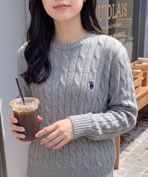 U.S. POLO ASSN.（ユーエスポロアッスン）の「【U.S. POLO ASSN.】25AW新色追加　ロイヤルバルキーケーブルニット　メンズ、ウィメンズで着れるサイズ展開！（ニット/セーター）」