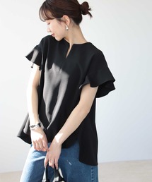 ≪追加≫ラッフルスリーブ スキッパーブラウス