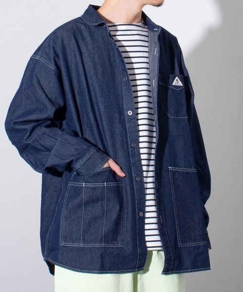 GEVACO(ゲバコ)の「【GEVACO/ゲバコ】デニムショールカラーワークシャツ カバーオール(シャツ/ブラウス・メンズ・インディゴブルー/ブルー・S/M/L)」の1枚目の写真