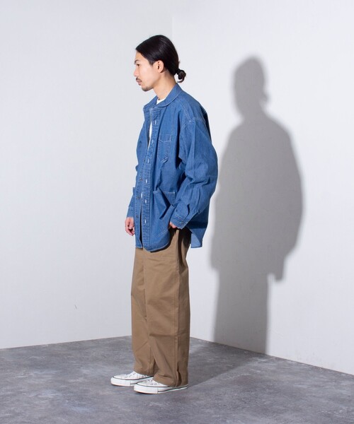 GEVACO(ゲバコ)の「【GEVACO/ゲバコ】デニムショールカラーワークシャツ カバーオール(シャツ/ブラウス・メンズ・インディゴブルー/ブルー・S/M/L)」の6枚目の写真