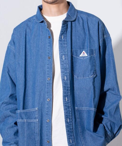 GEVACO(ゲバコ)の「【GEVACO/ゲバコ】デニムショールカラーワークシャツ カバーオール(シャツ/ブラウス・メンズ・インディゴブルー/ブルー・S/M/L)」の12枚目の写真