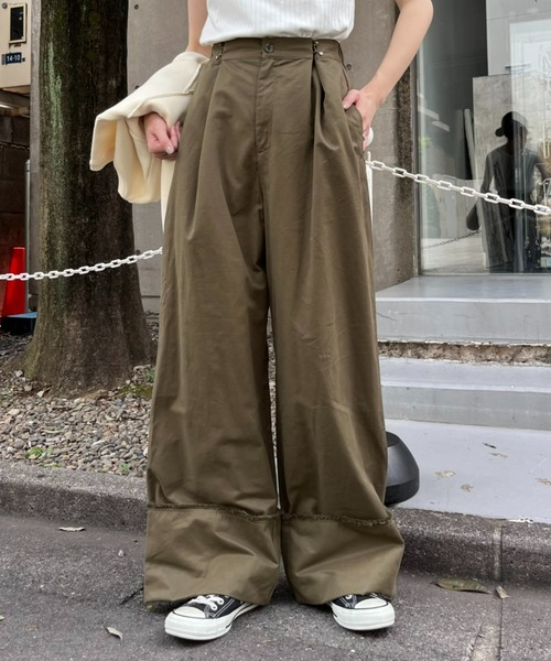 CIAOPANIC TYPY(チャオパニックティピー)の「タックチノ折り返しワイドストレートパンツ(チノパンツ・レディース・カーキ/ブラック/ベージュ・MEDIUM/SMALL)」の13枚目の写真