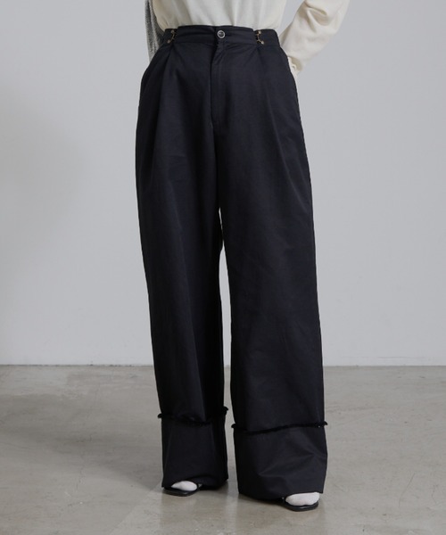 CIAOPANIC TYPY(チャオパニックティピー)の「タックチノ折り返しワイドストレートパンツ(チノパンツ・レディース・カーキ/ブラック/ベージュ・MEDIUM/SMALL)」の19枚目の写真