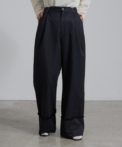 CIAOPANIC TYPY(チャオパニックティピー)の「タックチノ折り返しワイドストレートパンツ(チノパンツ・レディース・カーキ/ブラック/ベージュ・MEDIUM/SMALL)」の20枚目の写真