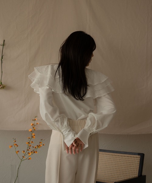 mideal（マイディール）の「lace tiered blouse / レースティアード 