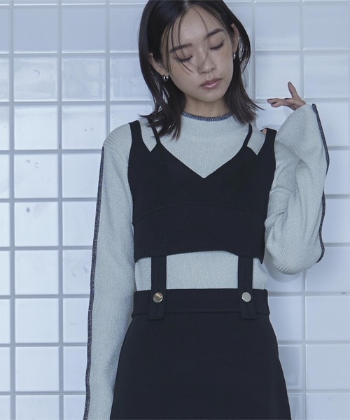 美品】24ans ボタンビスチェ ストラップレスワンピース