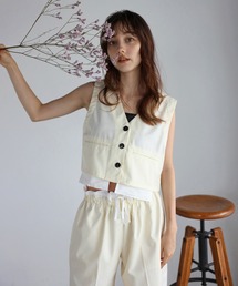 design pocket stripe vest / ピンストライプデザインポケットベスト