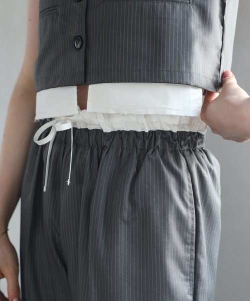 design pocket stripe vest / ピンストライプデザインポケット