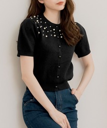 Julia Boutique | パールデコ パフスリーブニットカーディガン(カーディガン/ボレロ)