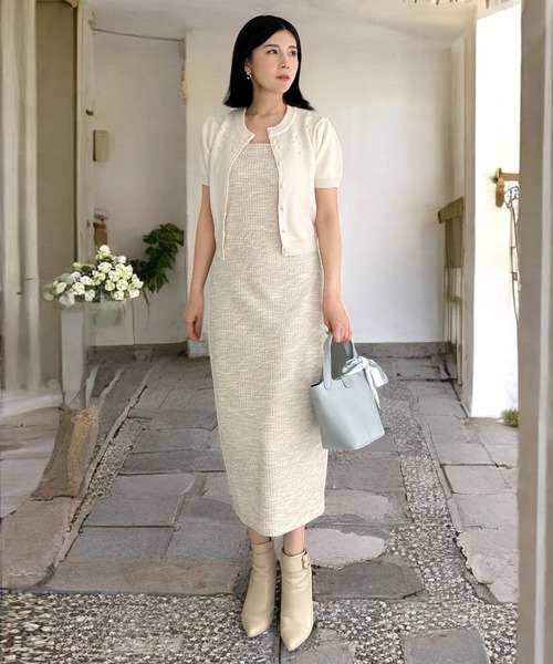 Julia Boutique（ジュリアブティック）の「パールデコ パフスリーブニットカーディガン（カーディガン/ボレロ・レディース・グレー/オフホワイト/ブラック/ピンク・ONE）」の22枚目の写真