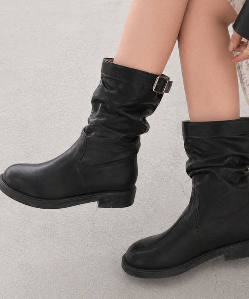 shoes365(シューズスリーシックスファイヴ)の「【shoes365】バックル付き 革ブーツ(ブーツ・レディース・ブラック/ブラウン・22.5cm/23.0cm/23.5cm/24.0cm/24.5cm/25.0cm)」の13枚目の写真