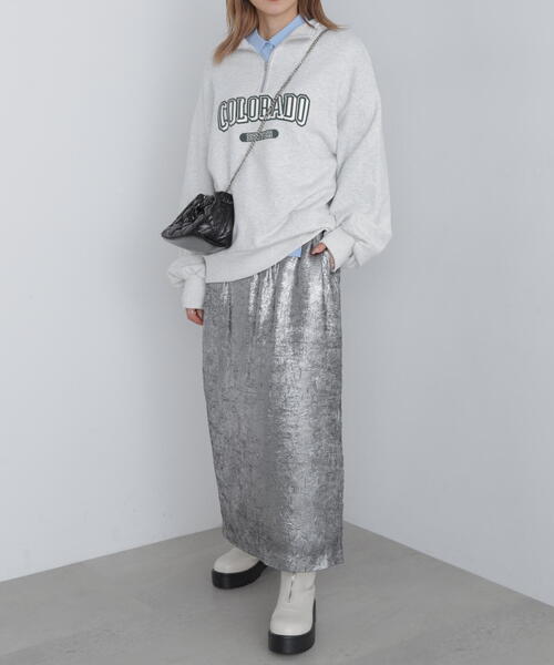 FREE'S MART(フリーズマート)の「◆カレッジロゴハーフジップスウェット(スウェット・レディース・ホワイト/グリーン/ネイビー・FREE)」の13枚目の写真