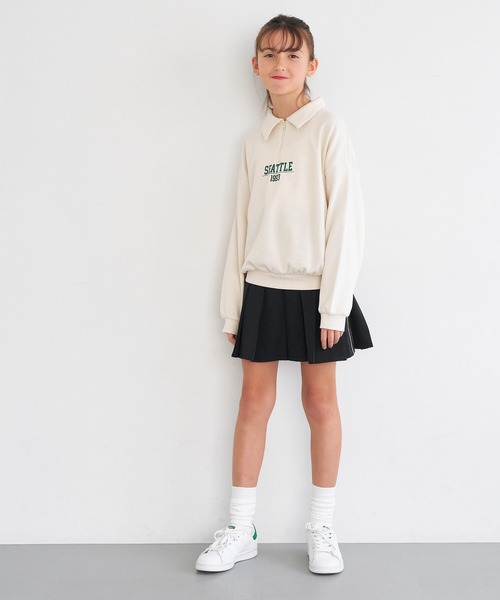 coca(coca)(コカ)の「キッズ ハーフジップ衿付きスウェット(スウェット・キッズ・アイボリー/ネイビー・150/130/140/120)」の4枚目の写真