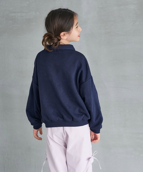 coca(coca)(コカ)の「キッズ ハーフジップ衿付きスウェット(スウェット・キッズ・アイボリー/ネイビー・150/130/140/120)」の3枚目の写真