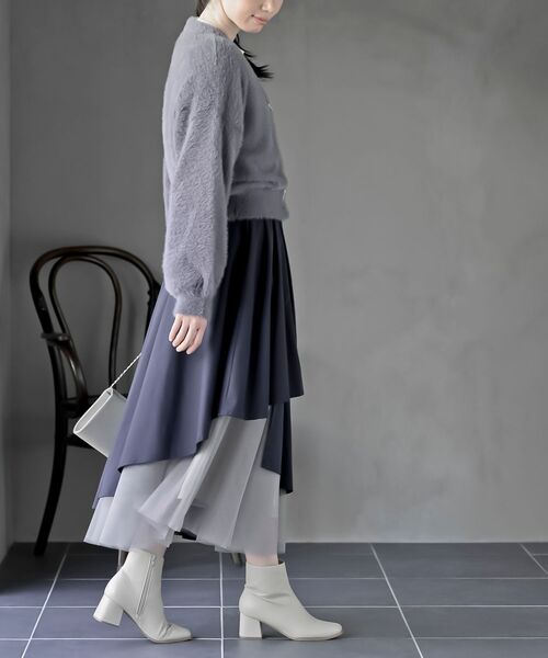 rps(アールピーエス)の「リボンボタンフェザーVネックカーディガン(カーディガン/ボレロ・レディース・アイボリー/ライトグレー/ピンク/パープル・フリー)」の9枚目の写真