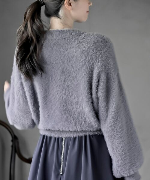 rps(アールピーエス)の「リボンボタンフェザーVネックカーディガン(カーディガン/ボレロ・レディース・アイボリー/ライトグレー/ピンク/パープル・フリー)」の6枚目の写真