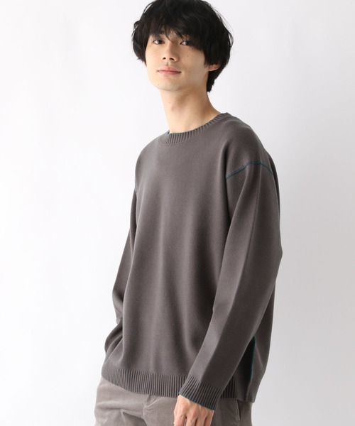 GLOBAL WORK（グローバルワーク）の「メルティ配色ステッチ/116287（ニット/セーター・メンズ・サックスブルー/ブラック/ホワイト/グレー系その他6・X-LARGE/SMALL/LARGE/MEDIUM）」の3枚目の写真