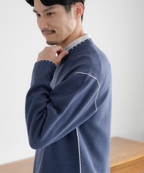 GLOBAL WORK（グローバルワーク）の「メルティ配色ステッチ/116287（ニット/セーター・メンズ・サックスブルー/ブラック/ホワイト/グレー系その他6・X-LARGE/SMALL/LARGE/MEDIUM）」の19枚目の写真