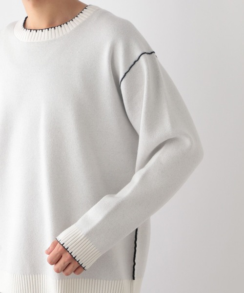 GLOBAL WORK（グローバルワーク）の「メルティ配色ステッチ/116287（ニット/セーター・メンズ・サックスブルー/ブラック/ホワイト/グレー系その他6・X-LARGE/SMALL/LARGE/MEDIUM）」の8枚目の写真