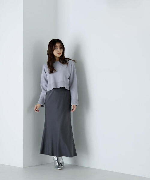 NATURAL BEAUTY BASIC(ナチュラルビューティーベーシック)の「◇【美人百花掲載】バイアスサテンナロースカート(スカート・レディース・ベージュ/チャコールグレー/ブラック・MEDIUM/SMALL)」の16枚目の写真