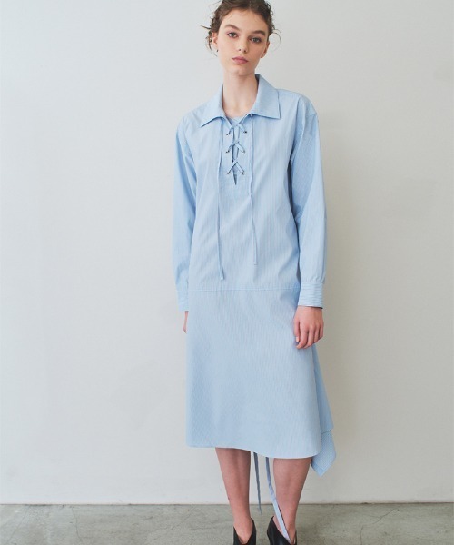 soduk（スドーク）の「【soduk】shirt dress with apron（シャツワンピース・レディース・サックスブルー/カーキ・ONE SIZE）」の13枚目の写真