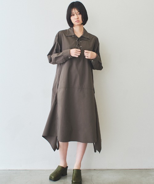 soduk シャツ　ワンピース セール】shirt dress with apron（シャツワンピース）｜soduk