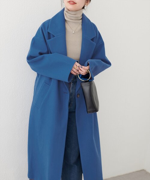 natural couture（ナチュラルクチュール）の「【Web限定】ニットモッサ袖タックチェスターコート（チェスターコート・レディース・アイボリー/ブラック/ブルー/グレー/ブラウン・FREE）」の13枚目の写真