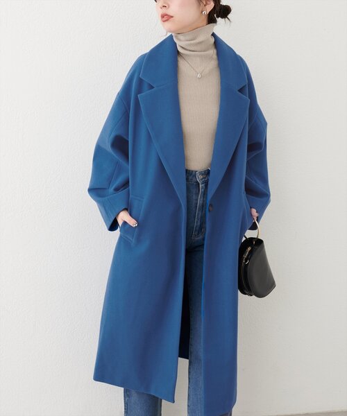 ニットモッサ袖タックチェスターコート | natural couture