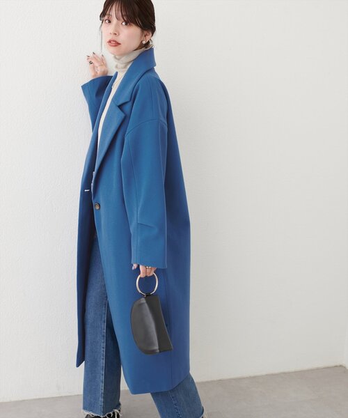 natural couture（ナチュラルクチュール）の「【Web限定】ニットモッサ袖タックチェスターコート（チェスターコート・レディース・アイボリー/ブラック/ブルー/グレー/ブラウン・FREE）」の15枚目の写真