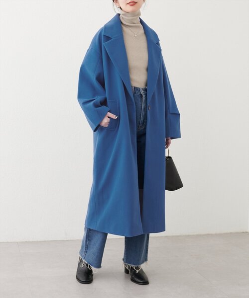 natural couture（ナチュラルクチュール）の「【Web限定】ニットモッサ袖タックチェスターコート（チェスターコート・レディース・アイボリー/ブラック/ブルー/グレー/ブラウン・FREE）」の6枚目の写真