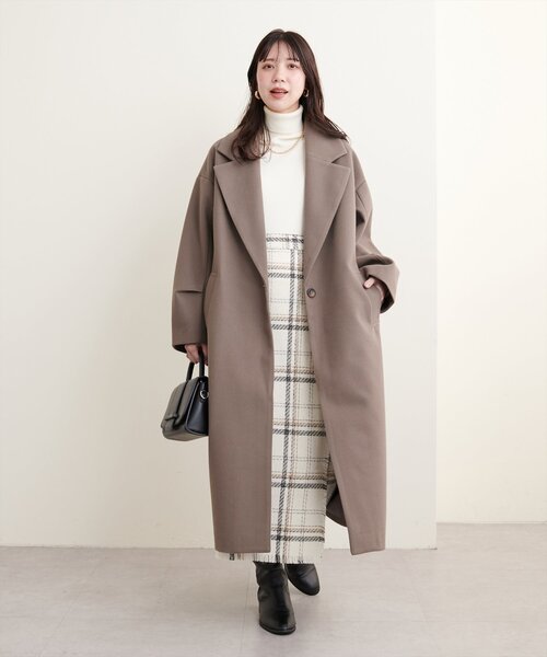 natural couture（ナチュラルクチュール）の「【Web限定】ニットモッサ袖タックチェスターコート（チェスターコート・レディース・アイボリー/ブラック/ブルー/グレー/ブラウン・FREE）」の10枚目の写真