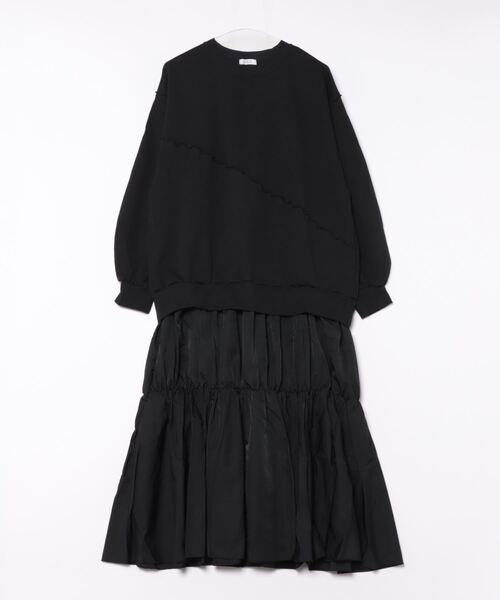 LOWRYS FARM（ローリーズファーム）の「メローウラケドッキングワンピース 211936（ワンピース・レディース・アイボリー/ブラック/グレー・FREE）」の2枚目の写真