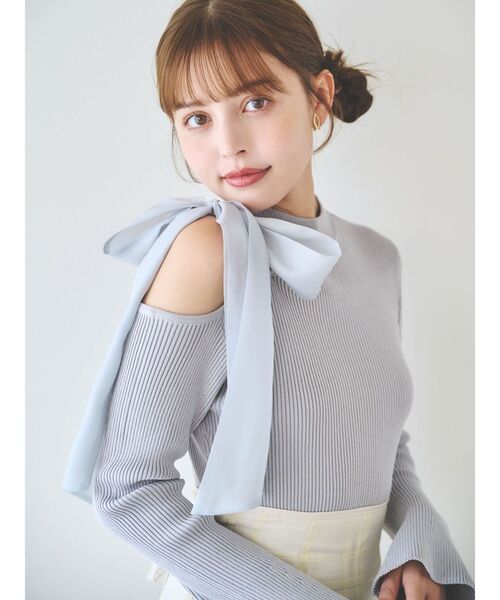 dazzlin(ダズリン)の「ワンショルリボンニットトップス(ニット/セーター・レディース・グレー/ブラック/オフホワイト・FREE)」の9枚目の写真