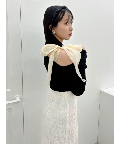 dazzlin（ダズリン）の「ワンショルリボンニットトップス（ニット/セーター・レディース・グレー/ブラック/オフホワイト・FREE）」の21枚目の写真