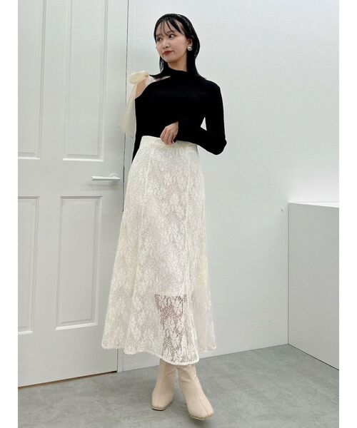 dazzlin（ダズリン）の「ワンショルリボンニットトップス（ニット/セーター・レディース・グレー/ブラック/オフホワイト・FREE）」の22枚目の写真