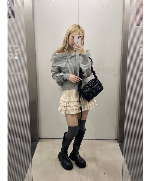 PHILLY（フィリー）の「【PHILLY】チョーカー付オフショルニット（ニット/セーター・レディース・ブラック/グレー・FREE）」の15枚目の写真