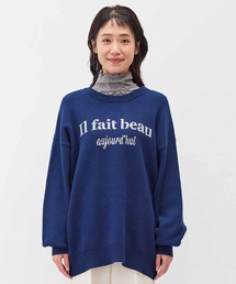 リブ イン コンフォート ほどよくきれいめで毎日活躍! コットン100%のジャカードロゴニットトップス