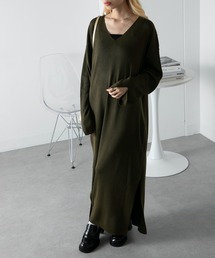 【vieux by MAISON BREEZE】V neck knit long one-piece