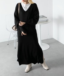 vieux by MAISON BREEZE（ビューバイメゾンブリーズ）の「【vieux by MAISON BREEZE】V neck knit long one-piece（ワンピース）」