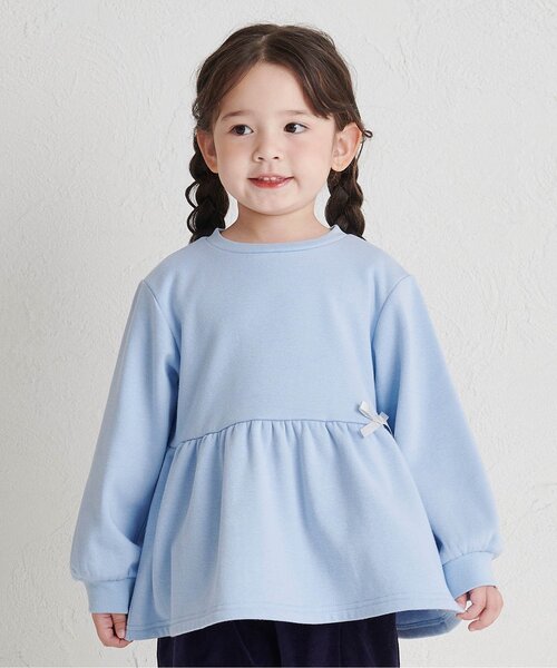 apres les cours(アプレレクール)の「【あったか】裏シャギーペプラムトレーナー(スウェット・キッズ・ブラック/アイボリー/サックスブルー/サーモンピンク/その他3/ネイビー・140/80/90/100/110/120/130)」の4枚目の写真