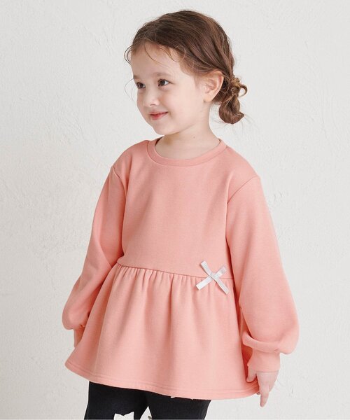 apres les cours(アプレレクール)の「【あったか】裏シャギーペプラムトレーナー(スウェット・キッズ・ブラック/アイボリー/サックスブルー/サーモンピンク/その他3/ネイビー・140/80/90/100/110/120/130)」の5枚目の写真