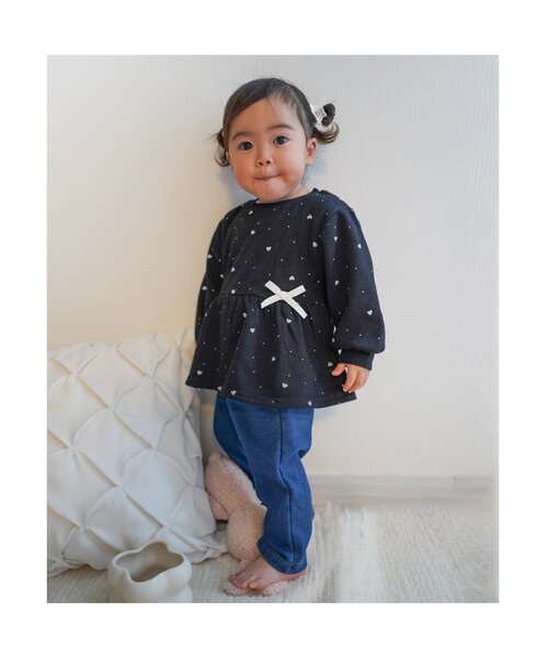 apres les cours(アプレレクール)の「【あったか】裏シャギーペプラムトレーナー(スウェット・キッズ・ブラック/アイボリー/サックスブルー/サーモンピンク/その他3/ネイビー・140/80/90/100/110/120/130)」の7枚目の写真