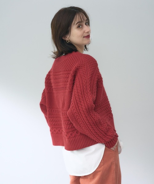 studio CLIP(スタディオクリップ)の「5ゲージふわ軽ラインケーブルプルオーバー(ニット/セーター・レディース・ネイビー/レッド/ナチュラル・FREE)」の5枚目の写真