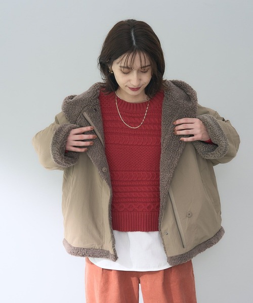 studio CLIP(スタディオクリップ)の「5ゲージふわ軽ラインケーブルプルオーバー(ニット/セーター・レディース・ネイビー/レッド/ナチュラル・FREE)」の10枚目の写真