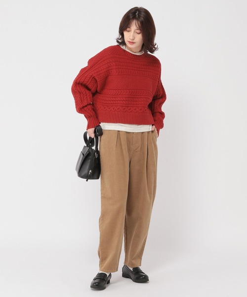 studio CLIP(スタディオクリップ)の「5ゲージふわ軽ラインケーブルプルオーバー(ニット/セーター・レディース・ネイビー/レッド/ナチュラル・FREE)」の16枚目の写真