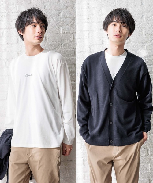 GLOBAL WORK(グローバルワーク)の「トクトク2SETカーデ&ロゴT/251999(カーディガン/ボレロ・メンズ・グリーン/ブルー/ネイビー/グレー・SMALL/MEDIUM/LARGE/X-LARGE)」の4枚目の写真