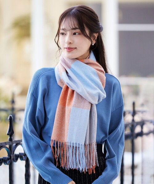 BCBG Maxazria今季新品L♪青・黒・グレーカラーブロックチェック柄のスタイリッシュな秋ブラウス BCBGMAXAZRIA カラーブロック フェイク ラップ ジャンプスーツ