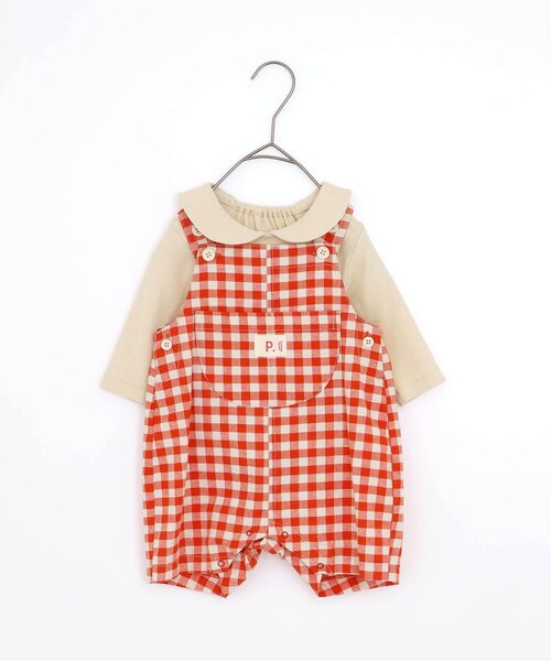 p.premier（ピードットプルミエ）の「ベビーオーバーオール&トップスセット（ロンパース・キッズ・レッド/グリーン・70/80）」の2枚目の写真